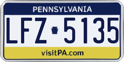 PA license plate LFZ5135