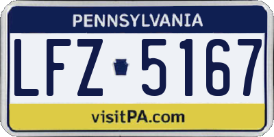 PA license plate LFZ5167