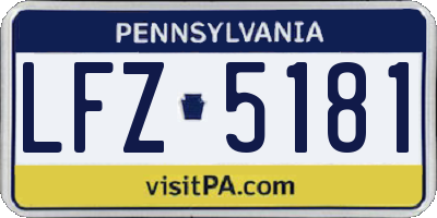 PA license plate LFZ5181