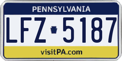 PA license plate LFZ5187