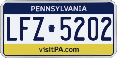 PA license plate LFZ5202