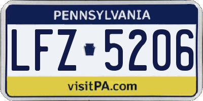 PA license plate LFZ5206