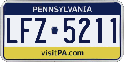 PA license plate LFZ5211