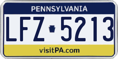 PA license plate LFZ5213