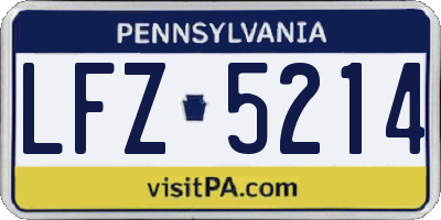 PA license plate LFZ5214