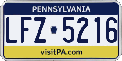 PA license plate LFZ5216