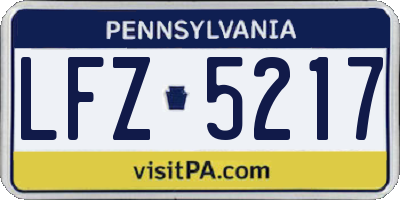 PA license plate LFZ5217