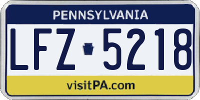 PA license plate LFZ5218