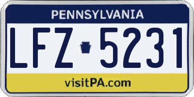 PA license plate LFZ5231