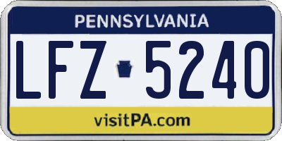 PA license plate LFZ5240