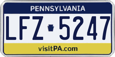 PA license plate LFZ5247
