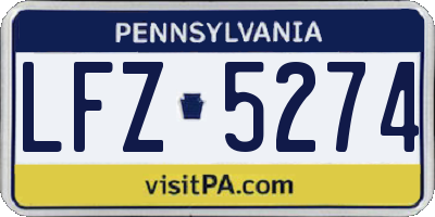 PA license plate LFZ5274