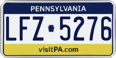 PA license plate LFZ5276