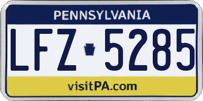 PA license plate LFZ5285