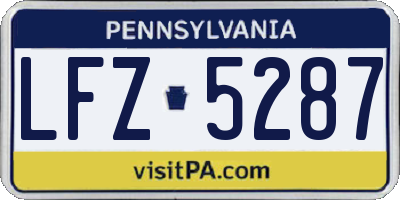 PA license plate LFZ5287