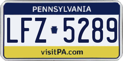 PA license plate LFZ5289