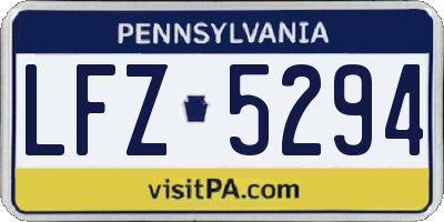 PA license plate LFZ5294