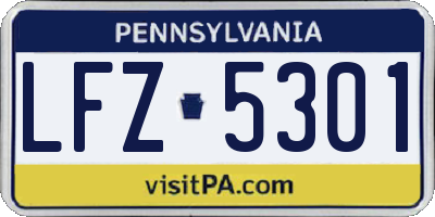 PA license plate LFZ5301