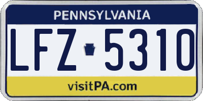 PA license plate LFZ5310
