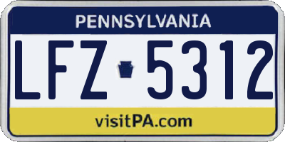 PA license plate LFZ5312