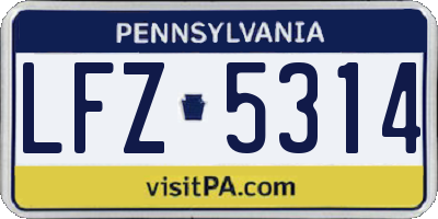 PA license plate LFZ5314