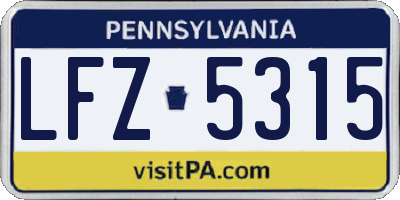 PA license plate LFZ5315