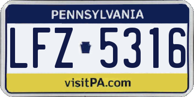 PA license plate LFZ5316