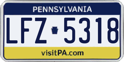 PA license plate LFZ5318