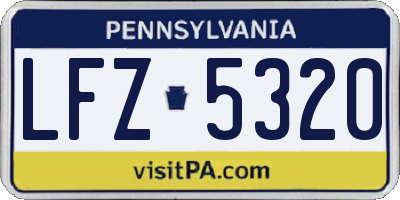 PA license plate LFZ5320