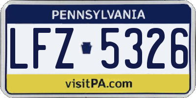 PA license plate LFZ5326