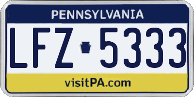 PA license plate LFZ5333