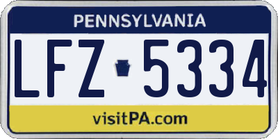 PA license plate LFZ5334