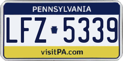 PA license plate LFZ5339