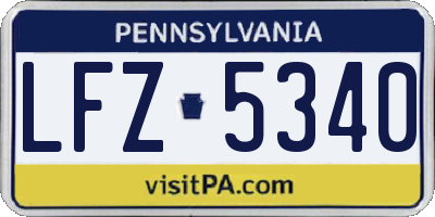 PA license plate LFZ5340