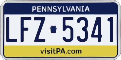 PA license plate LFZ5341