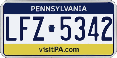 PA license plate LFZ5342