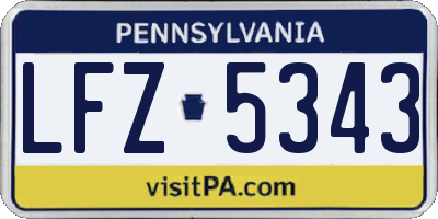PA license plate LFZ5343