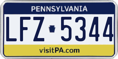 PA license plate LFZ5344