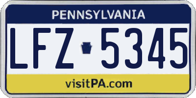 PA license plate LFZ5345