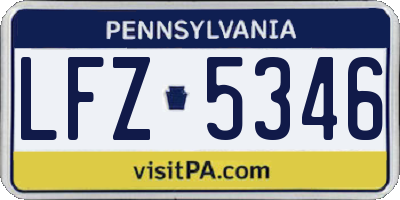 PA license plate LFZ5346