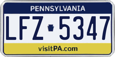PA license plate LFZ5347