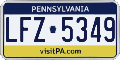 PA license plate LFZ5349