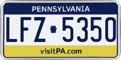 PA license plate LFZ5350