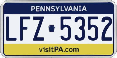 PA license plate LFZ5352