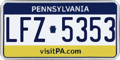 PA license plate LFZ5353