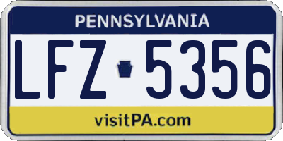 PA license plate LFZ5356