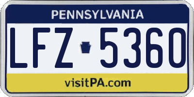 PA license plate LFZ5360