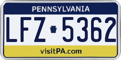 PA license plate LFZ5362