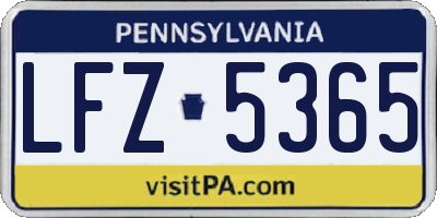 PA license plate LFZ5365