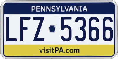 PA license plate LFZ5366
